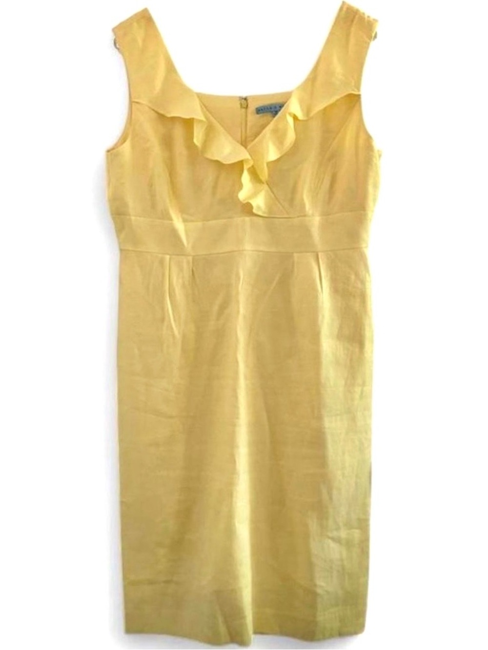 ANTONIO MELANI Lemon Ruffle V-Neck Midi Dress